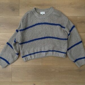 Striped Knit Sweater in Gray and Blue